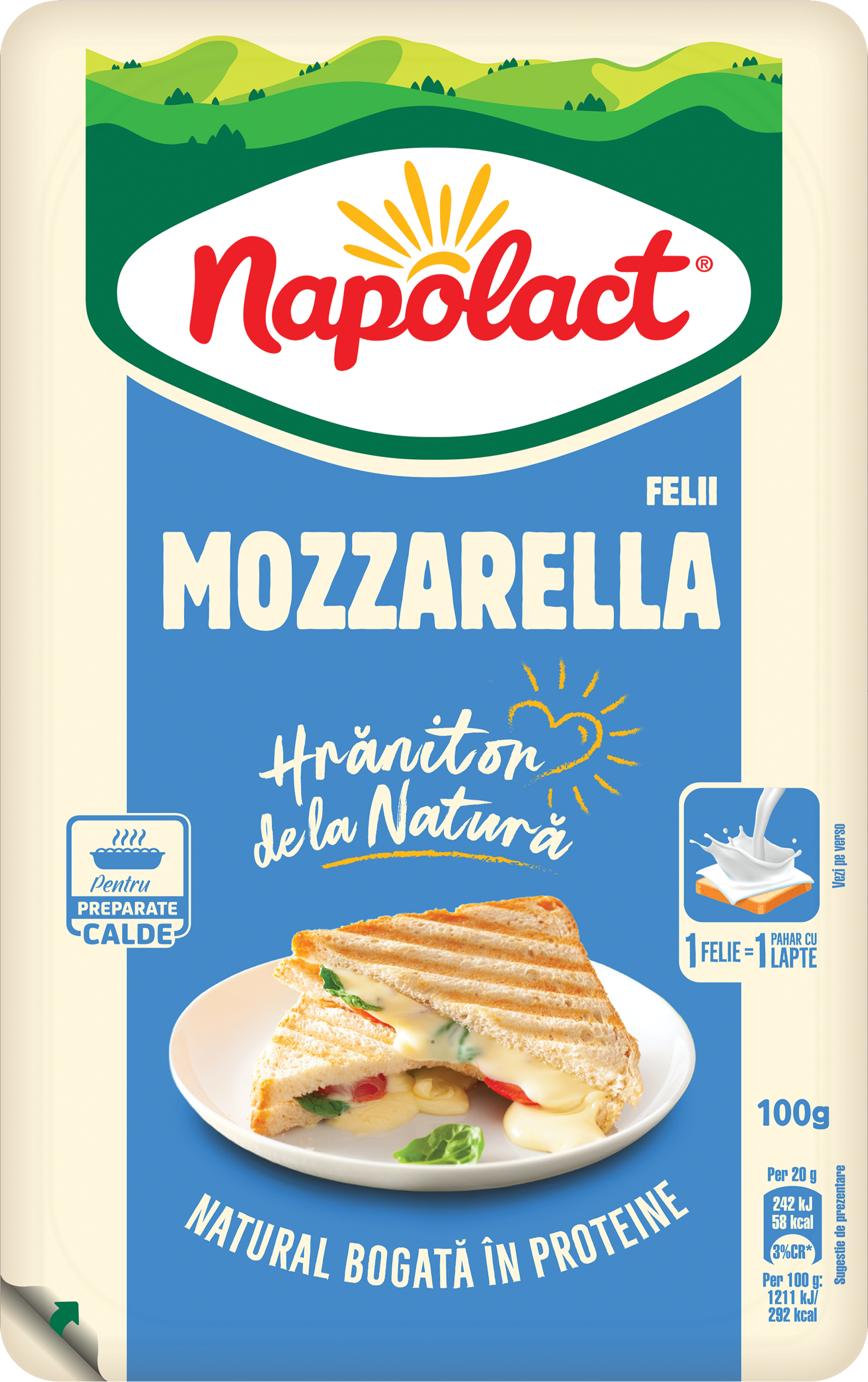 Mozzarella Napolact felii 100g