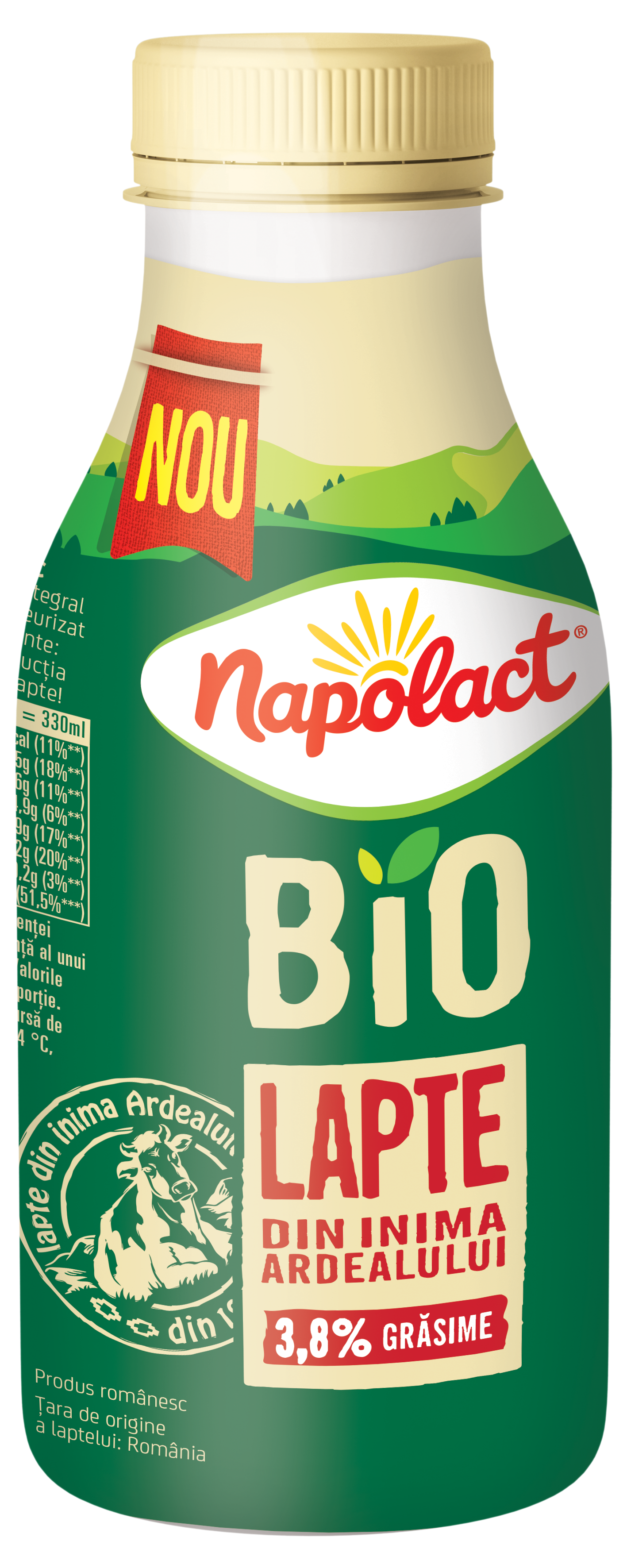 Lapte Napolact Bio 3,8% grăsime 330 ml