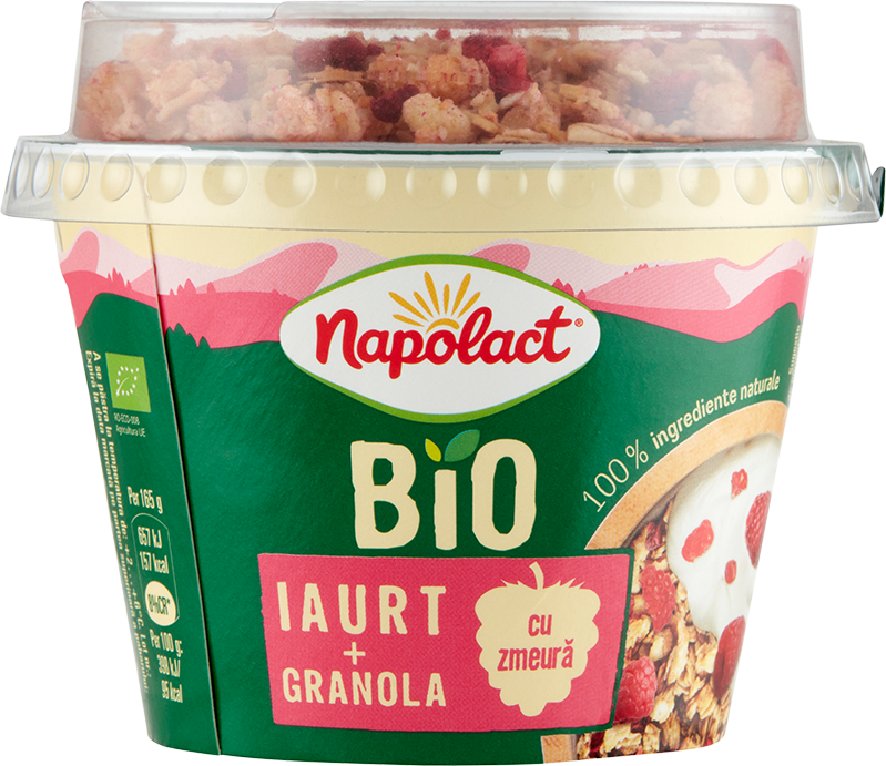 80 Napolact Bio Iaurt Cu Granola Zmeura 165 G
