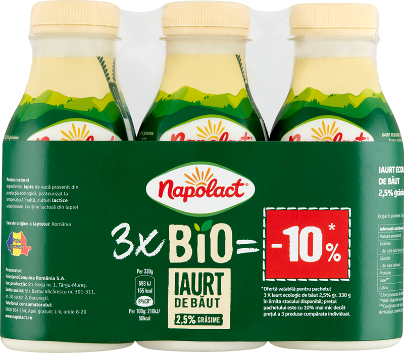 81 Napolact Bio Iaurt De Baut 25 Grasime 3 X 330 G 990 G